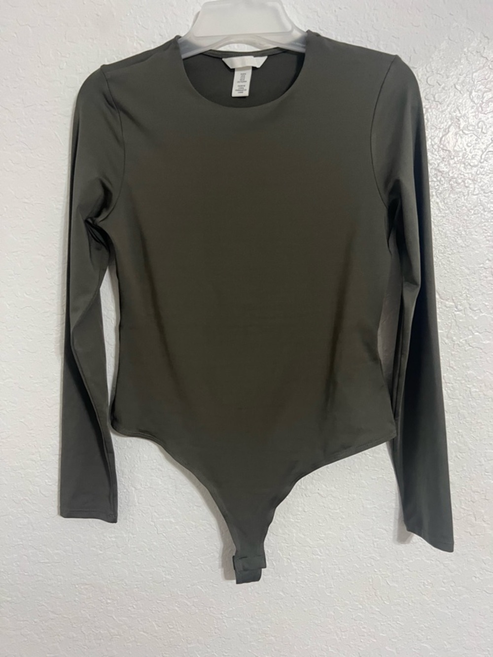 H&M Olive Green Long Sleeve Bodysuit One Piece Women Size M Regular #182